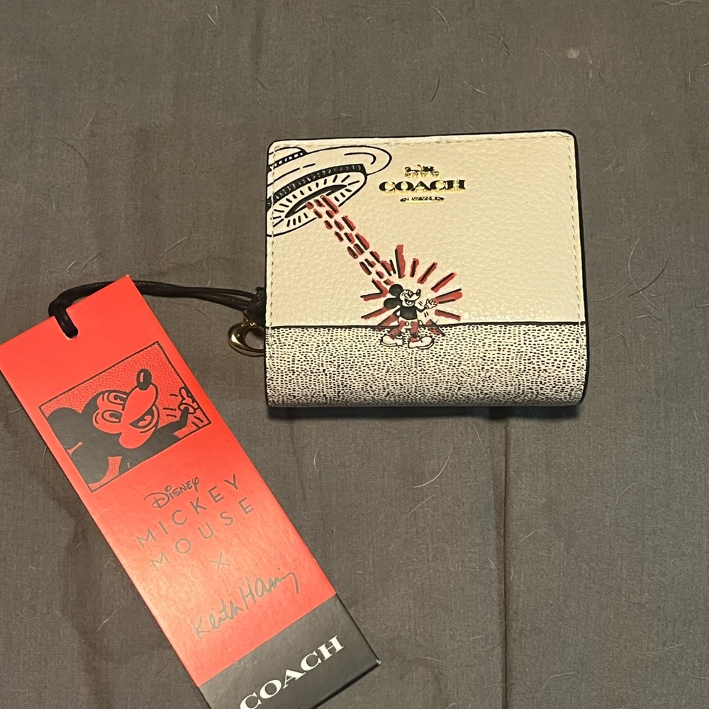Coach Cream and Gray Wallet with Disney Charm